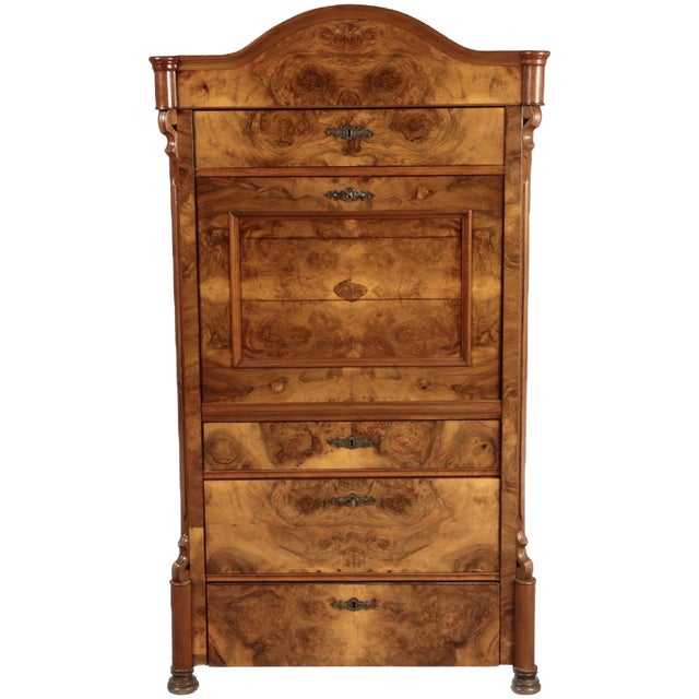 Antique Louis Phillipe Secretary in Walnut, 1860 For Sale
