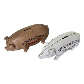Piggy Banks by Quaker City for Wm Molands Sons, Set of 2 For Sale