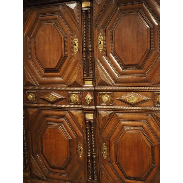 Rare 17th Century Oak and Brass 4-Door Buffet From Saint-Malo, France, C. 1690 For Sale - Image 12 of 13