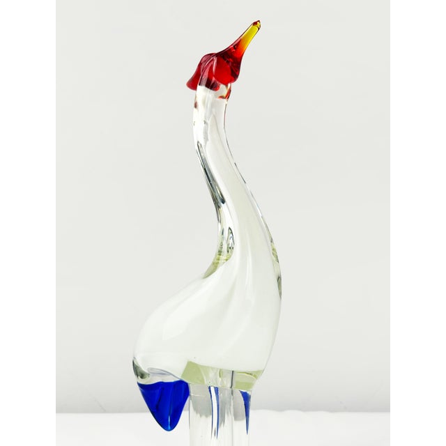 Blue Mid-Century Modern Murano Art Glass Crane Bird Figurine from Made Murano Glass, 1970s For Sale - Image 8 of 14