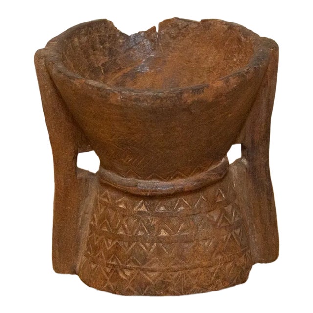 Dark Brown Carved Seeder-Talasari For Sale