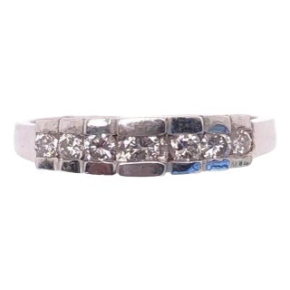 14 Karat White Gold Diamond Half Anniversary Bridal Wedding Ring For Sale