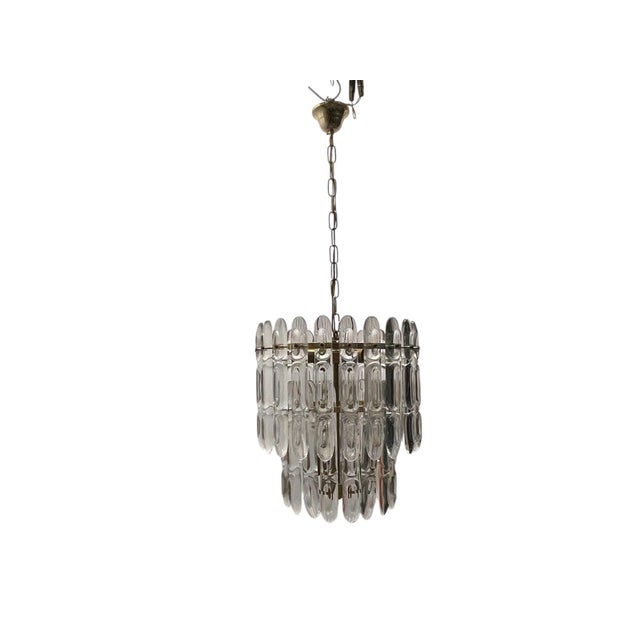Crystal & Brass Chandelier by Gaetano Sciolari, 1970s For Sale - Image 11 of 11