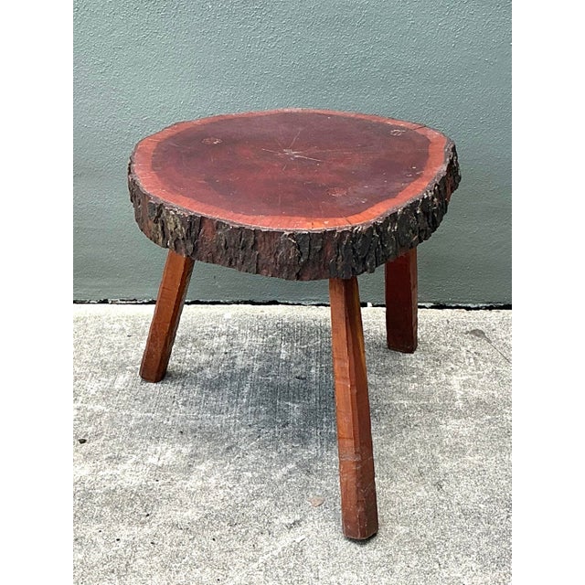 Vintage Wood Slab Side Table For Sale - Image 11 of 12