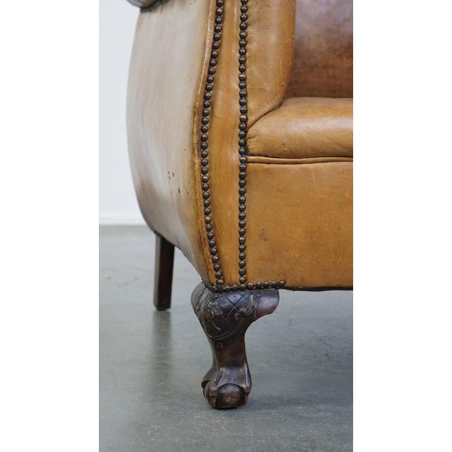 Brown Armchair in Sheep Leather For Sale - Image 10 of 16