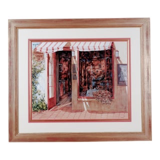 1990s Viktor Shvaiko "Red Door" Screen Print on Canvas in Gilded Wooden Frame For Sale