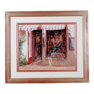 1990s Viktor Shvaiko "Red Door" Screen Print on Canvas in Gilded Wooden Frame