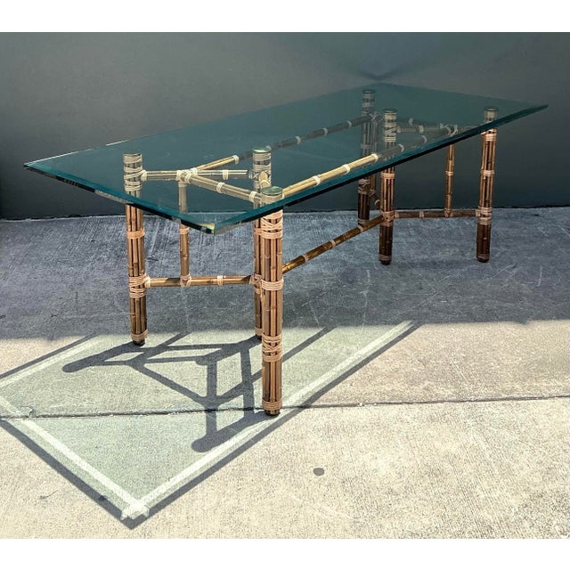 Brown Vintage McGuire Bundled Rattan Rectangle Dining Table For Sale - Image 8 of 12