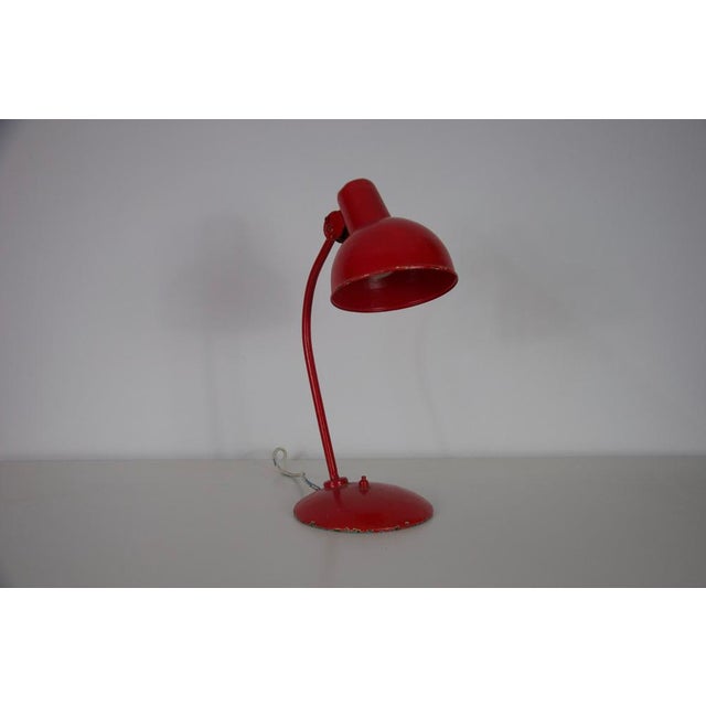 Mid-Century Red Metal Table Lamp attributed to Kaiser, 1960s, Germany from Kaiser Idell / Kaiser Leuchten For Sale - Image 6 of 12