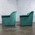 1980s 1980’s Art Deco Revival Hollywood Regency Channeled Fan Back Club Chairs W/Teal Chenille Fabric by Perfection Furniture, a Pair For Sale - Image 5 of 18
