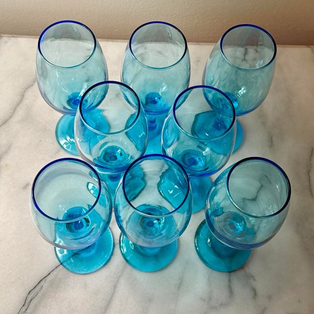 Set of Eight (8) Vintage Libby Aqua glasses. All are in excellent condition. The unique hue adds a pop of color to any...