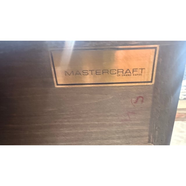 Brass 1970s Mastercraft Brass & Walnut 9-Drawer Dresser / Credenza For Sale - Image 8 of 10