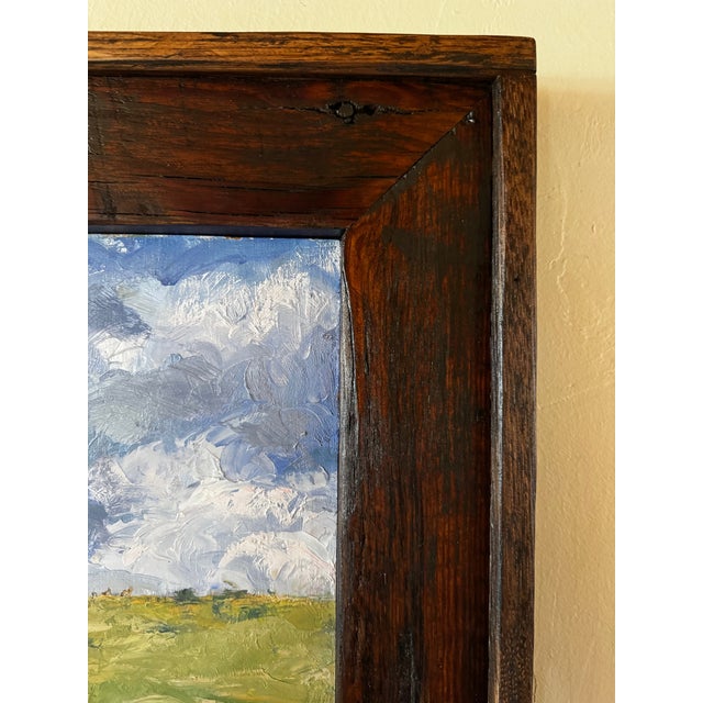 Wood "Storm Rolling In" ~ Lorie Batson, Original Oil Painting. A Quiet Prairie Scene That Captures Prong Horn Grazing Under a Dramatic Colorado Sky. For Sale - Image 7 of 8