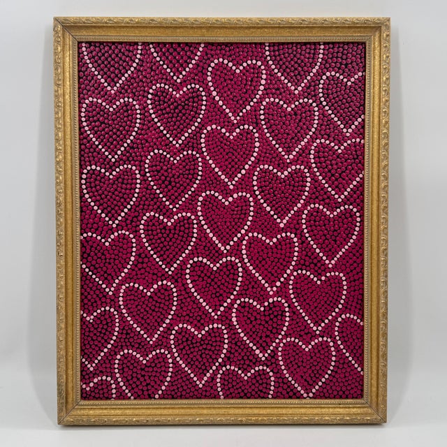Textile Original Contemporary Pop Art Heart Painting on Canvas in Gilt Frame For Sale - Image 7 of 10