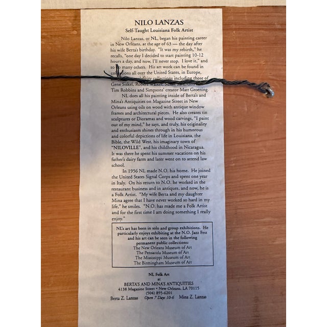 2000 - 2009 Gator Bait - Oil on Cypress Relief Wood Hand-Carving by Nilo Lanzas (1929-2004) For Sale - Image 5 of 7