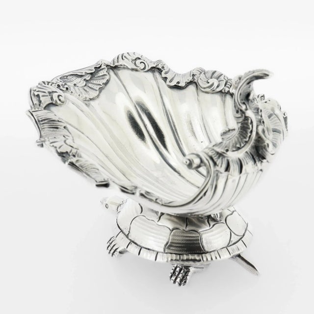 Metal Antique Georgian Armorial Sterling Silver Turtle & Shell Sweetmeat / Salt Cellar For Sale - Image 7 of 14