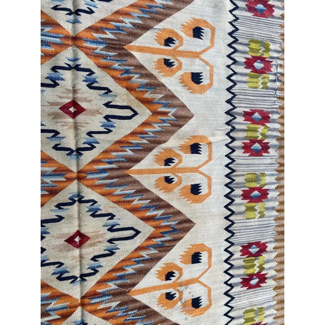 Textile Mid-Century Scandinavian Flat Woven Kilim Rug For Sale - Image 7 of 13