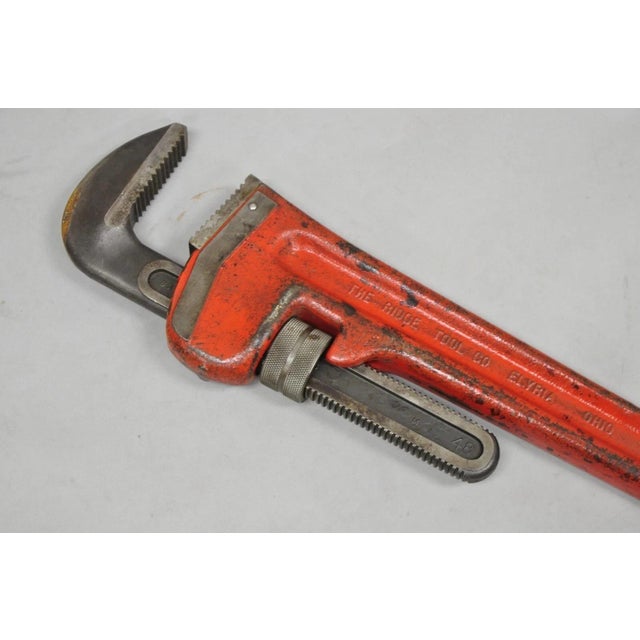 Vintage Ridgid 48 Heavy Duty Straight Plumbers Pipe Wrench 48" Red Cast Iron For Sale - Image 10 of 10
