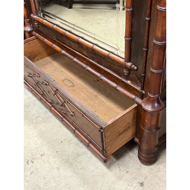 Victorian Faux Bamboo Armoire For Sale - Image 9 of 10