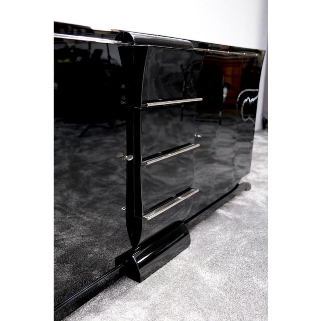 Wood Art Deco Sideboard in Black High-Gloss Lacquer, 1930s For Sale - Image 7 of 8