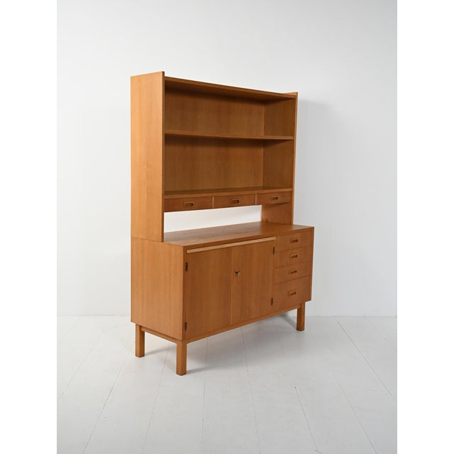Scandinavian Oak Sideboard with Bookcase, 1960s For Sale - Image 6 of 9