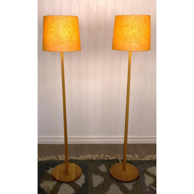 Very Rare pair oak floor lamps made by Swedish Aneta in the 1960´s The lamps are in great original condition without any...