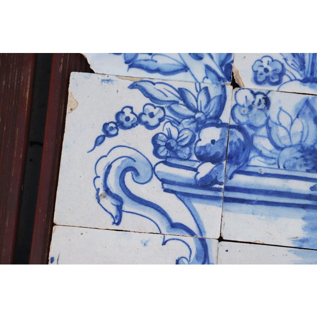 Ceramic Tile Mural Panel Depicting a Baroque Jardinière With Flowers, Portuguese, 18th Century For Sale - Image 7 of 12