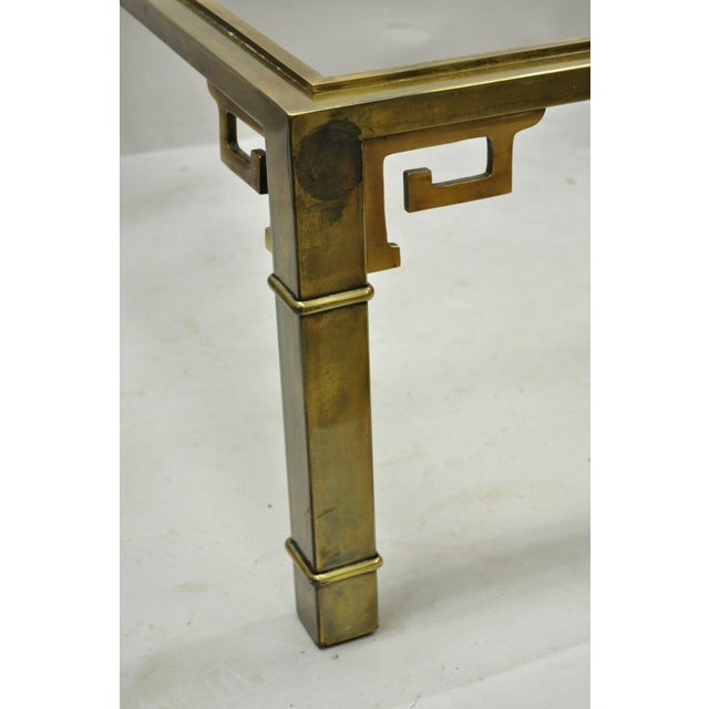 Mastercraft Brass Greek Key Glass Top Large Square 42" Coffee Cocktail