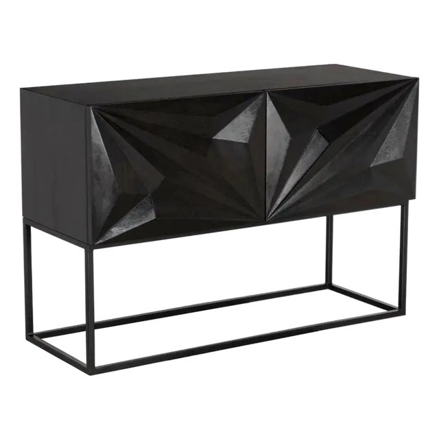 NOIR Small Zurich Console, Ebony Walnut with Iron For Sale