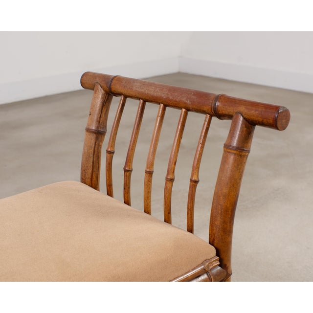English Aesthetic Movement Bamboo Upholstered Bench Seat For Sale - Image 9 of 16