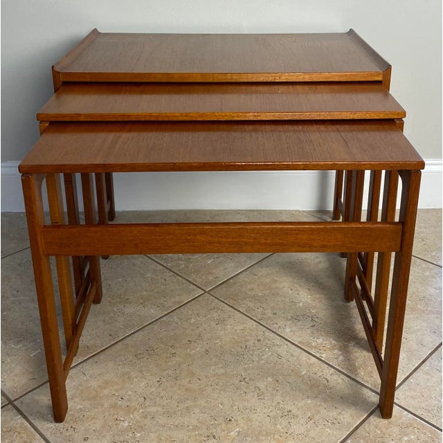Wood Hans Wegner Style Midcentury Wooden Nesting Tables or Gigogne End Tables For Sale - Image 7 of 8