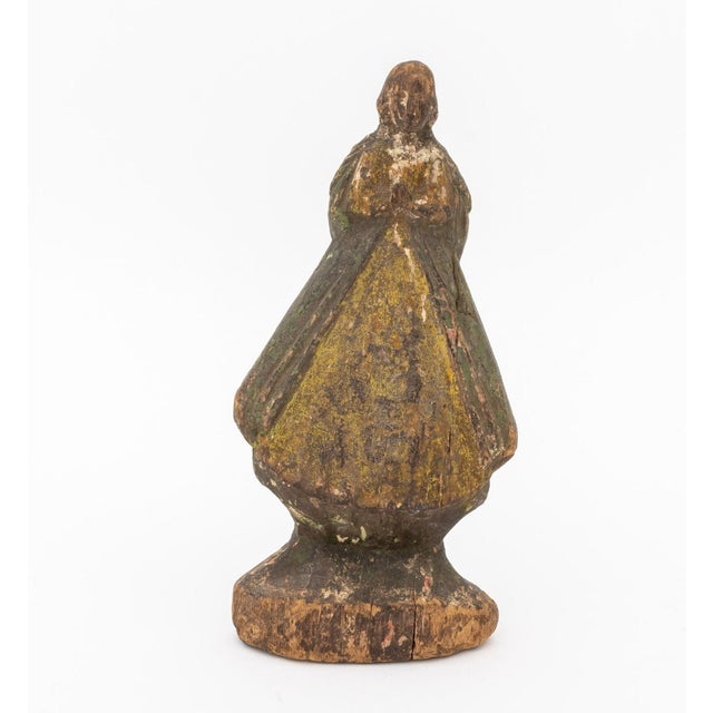 American Standing Woman Polychrome Painted and Carved Pine Sculpture. 7.5" H x 4" W x 1.75" D. Provenance: From a 21 East...