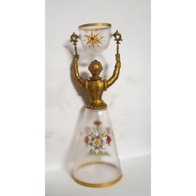 19th Century German Blown Glass Wedding Cup - Exquisite Flowers in an Urn, and Loving Wish! Attributed to Fritz Heckert (German 1837 - 1887). For Sale - Image 10 of 16