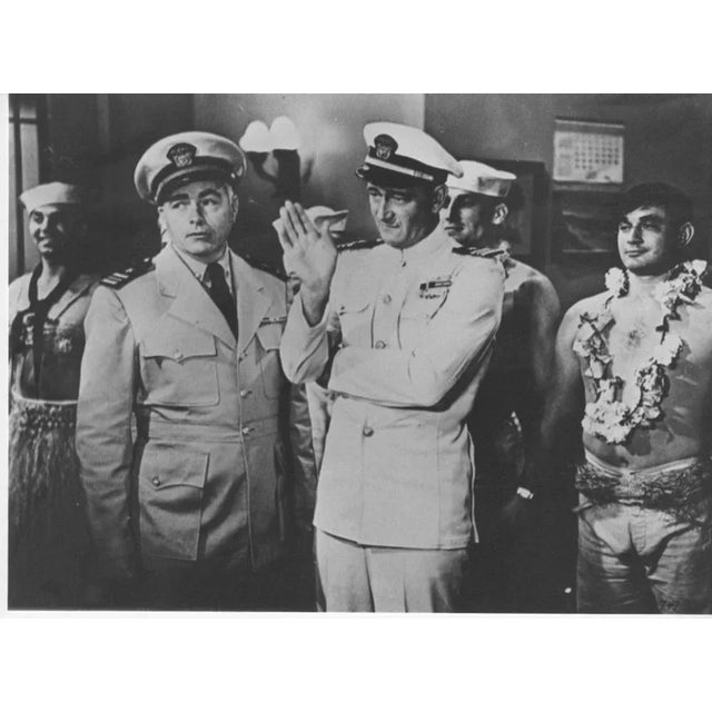 Vintage b/w photo realized on the set of "In Harm' Way", in 1965.