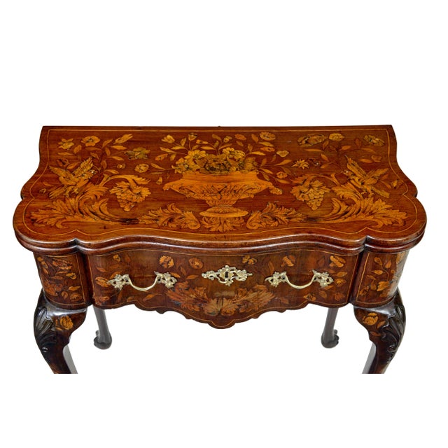 Wood Antique Dutch Walnut Marquetry Games Table, 1800 For Sale - Image 7 of 15