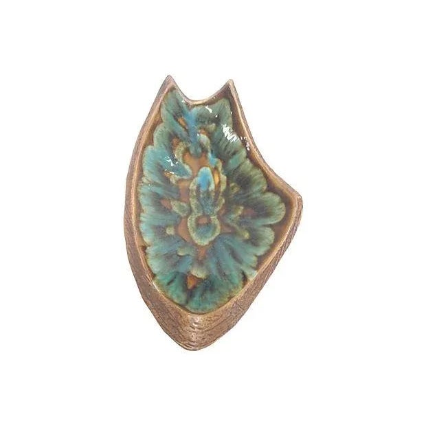 California Pottery Ceramic Faux Bois Asymmetrical Console Bowl For Sale - Image 4 of 4