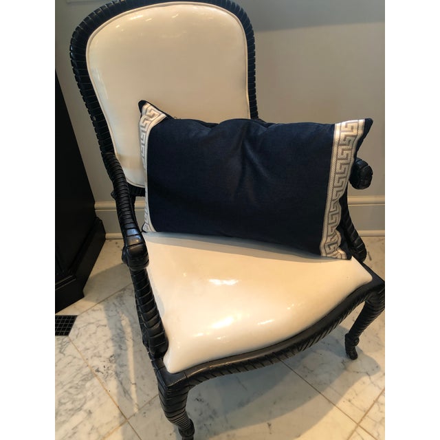 Navy Blue Pillows With Greek Key Trim a Pair Chairish