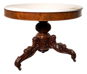 Antique Victorian Centre Table in Mahogany with Marble Top