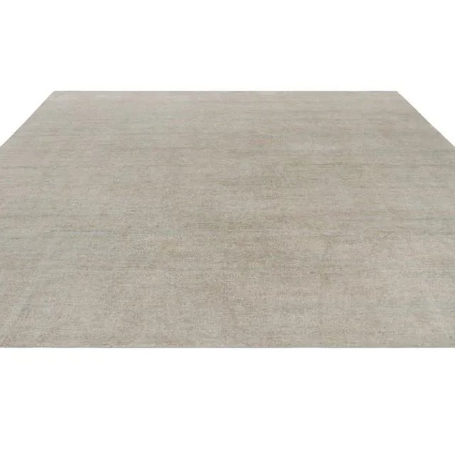 2010s Rug & Kilim’s Oversized Textural Custom Rug Design, Solid Beige and Cream Striae For Sale - Image 5 of 8