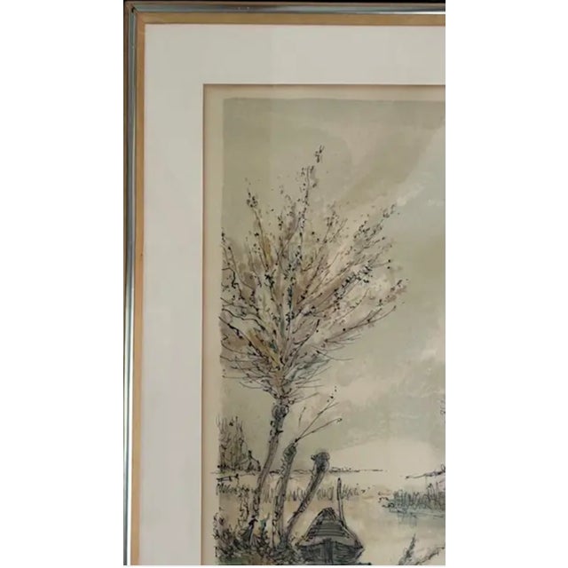 Mid 20th Century Mid Century French Artist Aime" Daniel Steinlen Lithograph - Boat on a Pond Signed and Numbered For Sale - Image 5 of 8