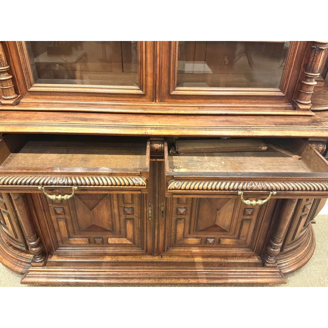 Wood Monumental French Henri II Walnut Buffet À Deux Corps France, Circa 1880–1900 For Sale - Image 7 of 12