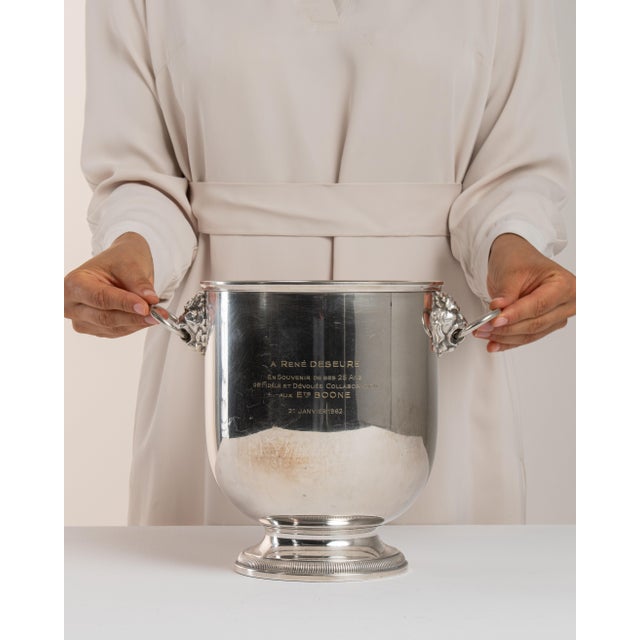 Silver Mid 20th Century France Hollywood Regency Silver Metal Ice Bucket For Sale - Image 8 of 14