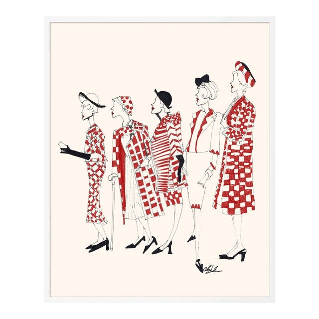 Contemporary Coat Checkered by Carly Kuhn in White Frame, Large Art Print For Sale - Image 3 of 3