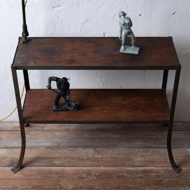 Industrial Industrial Console Table With Lamp, C.1930s For Sale - Image 3 of 10
