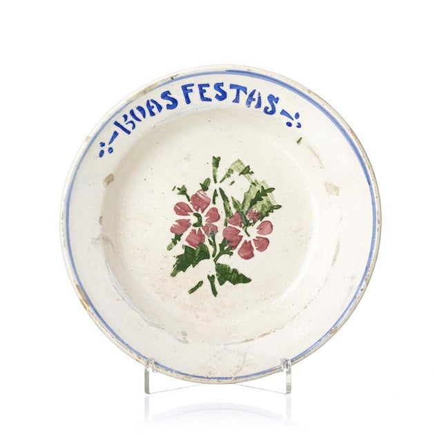 Talking Plate in Earthenware from Coimbra or Alcobaça For Sale - Image 6 of 6