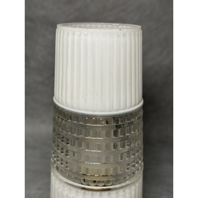 Mid-Century White Glass Lamp from Molecz, 1970s, in Good conditions. Designed 1970 to 1979 This piece has an attribution...