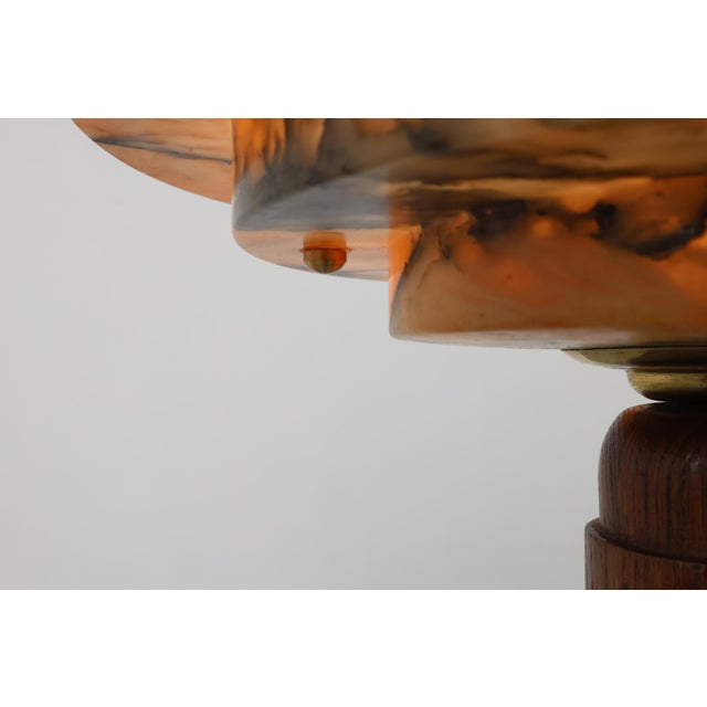 Art Deco Floor Lamp in Oak and Alabaster, 1920s For Sale - Image 11 of 16