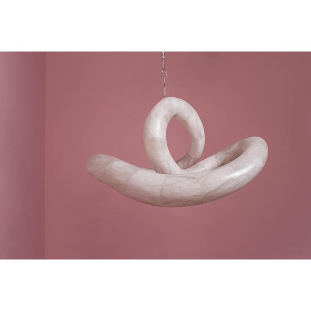 Stone Aqua Fossil Light V Pendant Lamp in Alabaster by Amarist Studio For Sale - Image 7 of 12