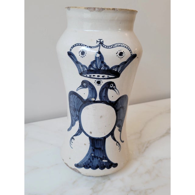 Antique White 19th C. Antique Spanish Pharmacy Jar, Known as an Albarelos For Sale - Image 8 of 8