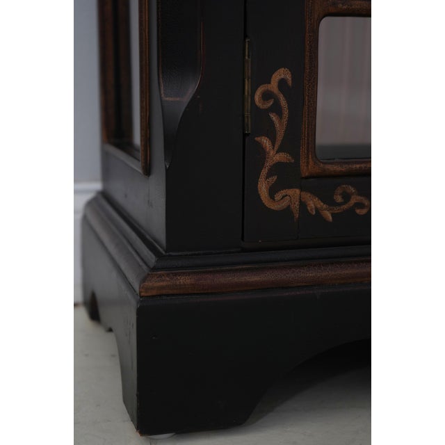 Black & Gold Chinoiserie Display Cabinet For Sale - Image 13 of 16